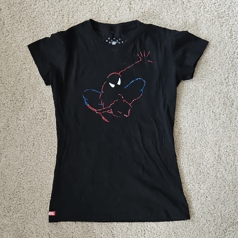 Marvel Black Spider-Man Rhinestone Tee From UNIVERSAL
